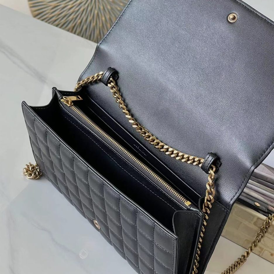 YSL LAMBSKIN CASSANDRE CHAIN WALLET