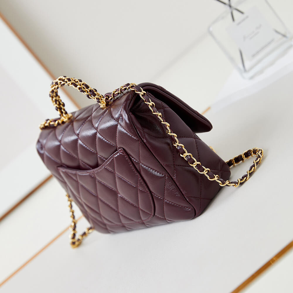 Ch*el flap bag with top handle